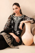 Maria B | Pre Fall Dresses | 3 Piece Embroidered Cotton Net Suit Black - House Of Hania