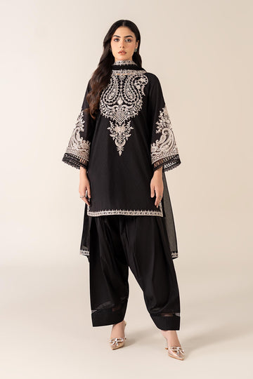 Maria B | Pre Fall Dresses | 3 Piece Embroidered Dobby Suit Black4 - House Of Hania