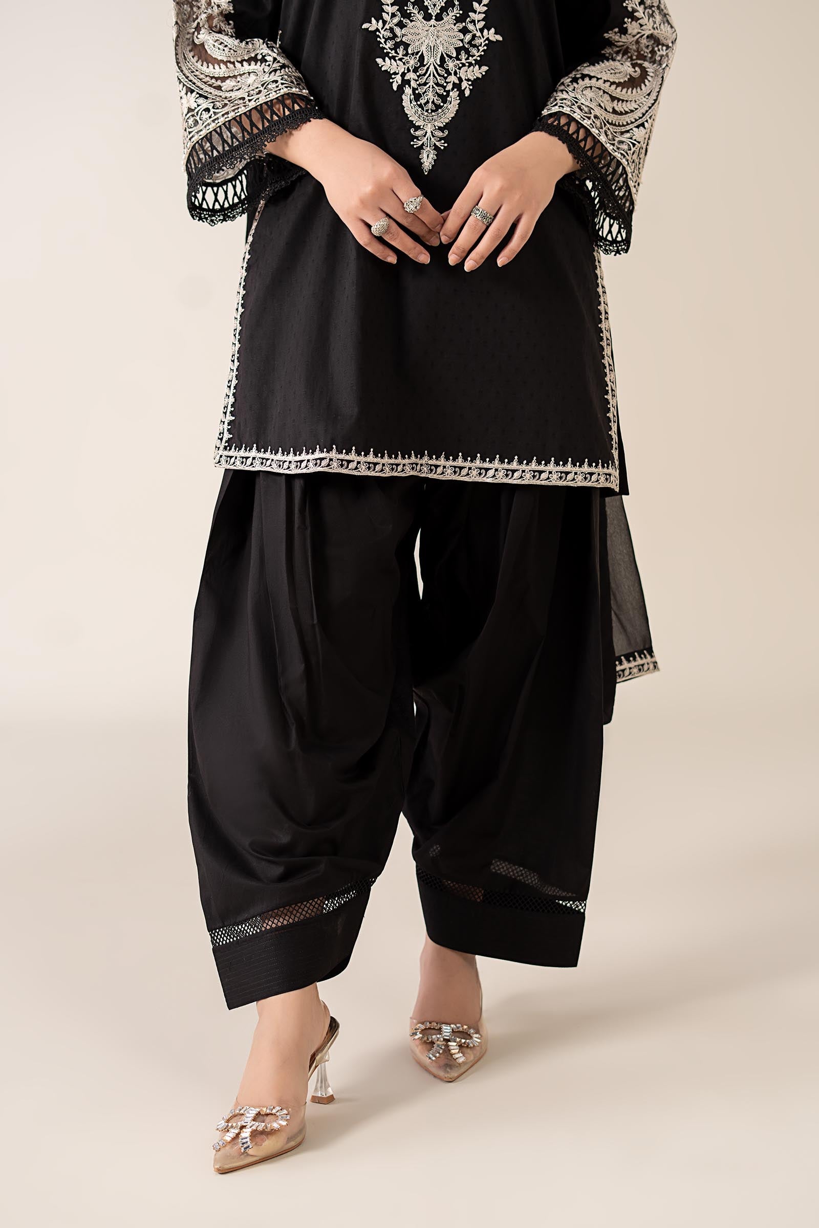 Maria B | Pre Fall Dresses | 3 Piece Embroidered Dobby Suit Black4 - House Of Hania