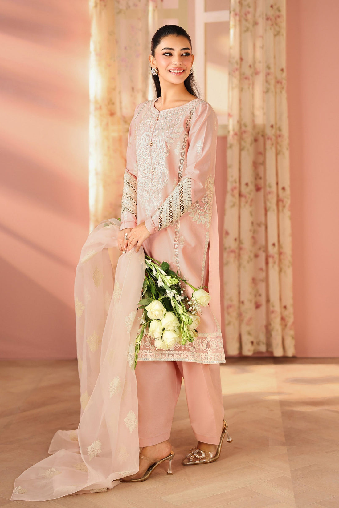 Maria B | Pre Fall Dresses | 3 Piece Embroidered Dobby Suit DD - House Of Hania