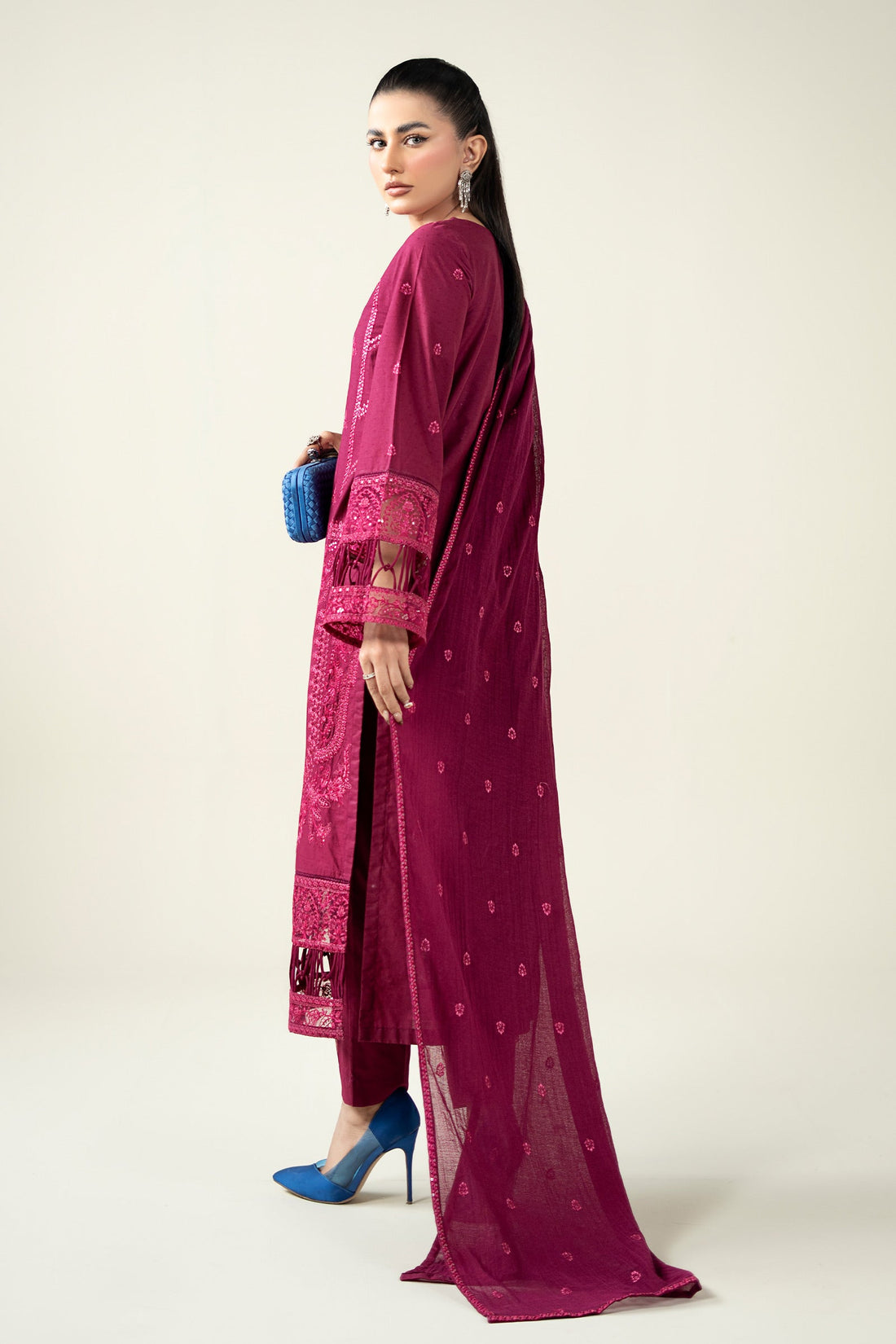 Maria B | Pre Fall Dresses | 3 Piece Embroidered Dobby Suit PP - House Of Hania