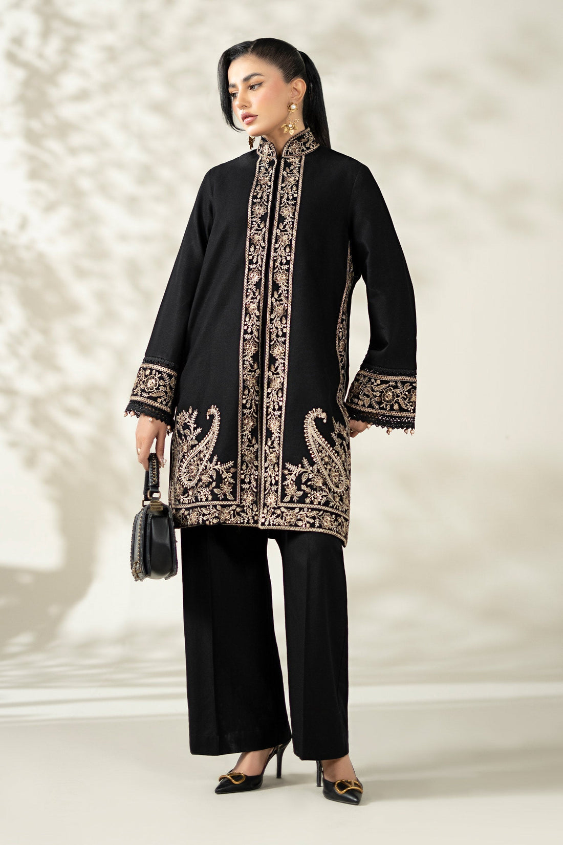 Maria B | Pre Fall Dresses | 3 Piece Embroidered Khaddar Suit YY - House Of Hania