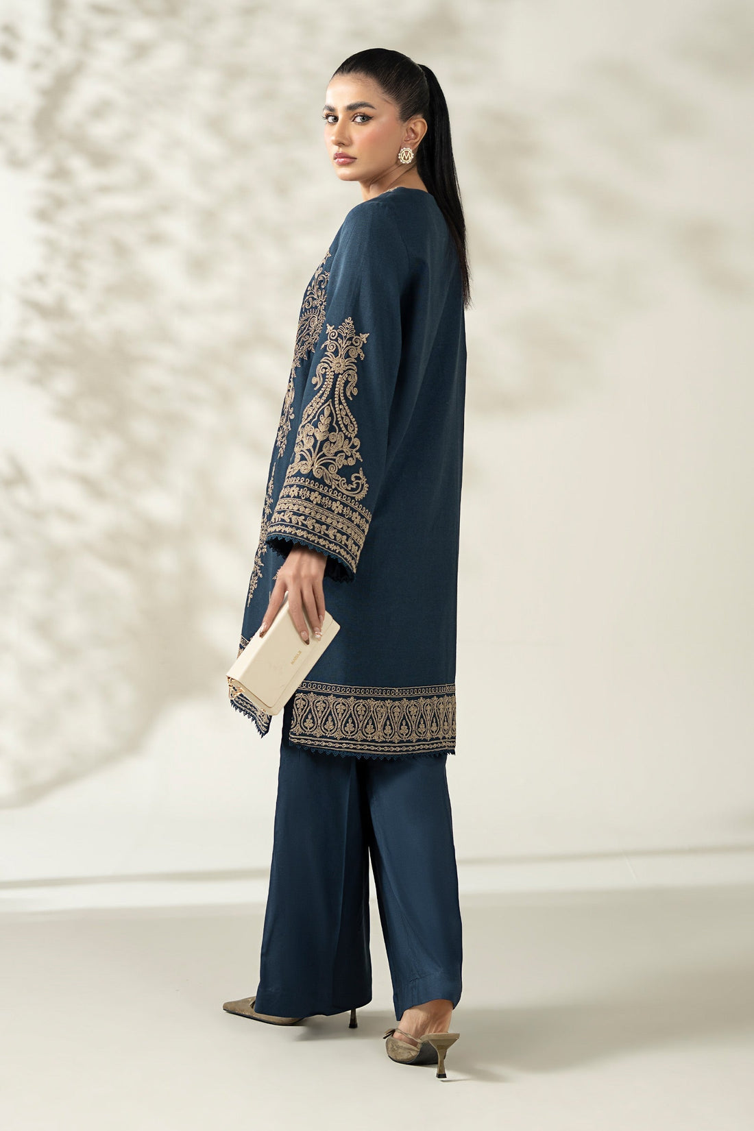Maria B | Pre Fall Dresses | 3 Piece Embroidered Khaddar Suit ZA - House Of Hania