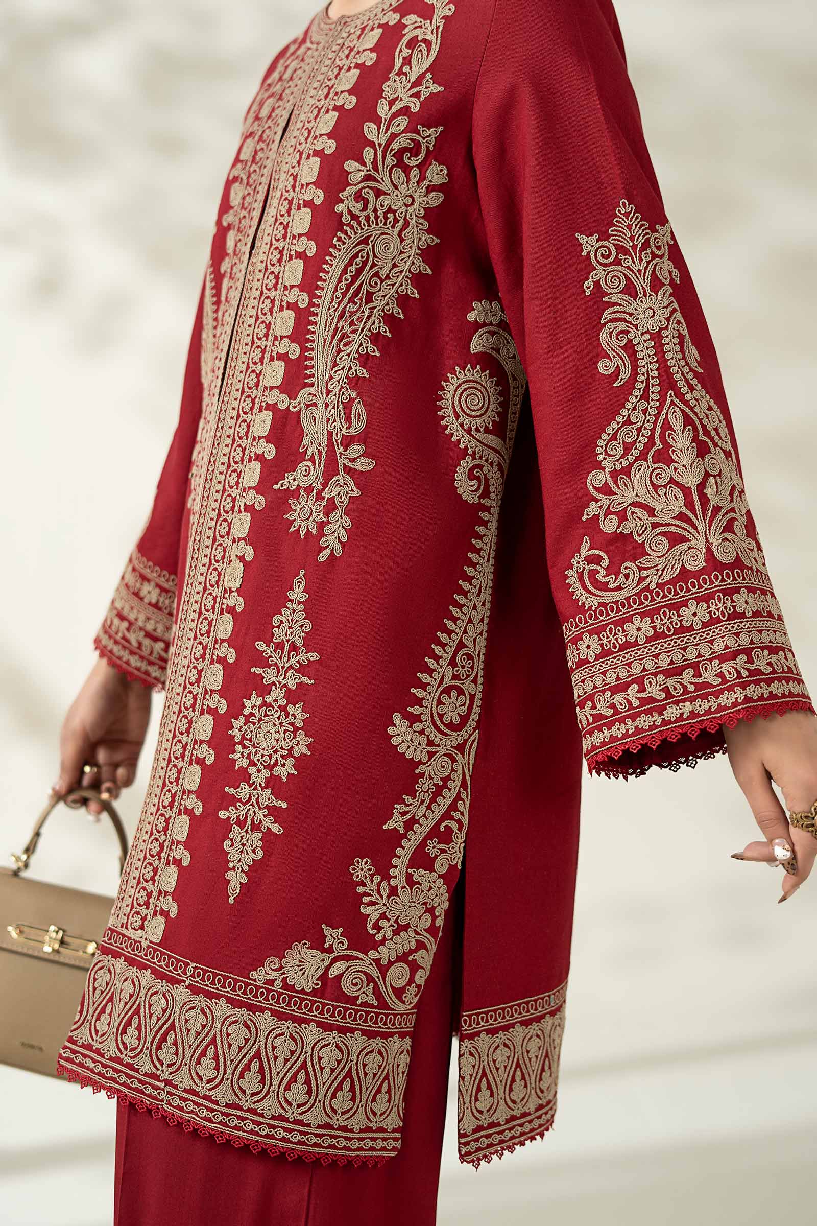 Maria B | Pre Fall Dresses | 3 Piece Embroidered Khaddar Suit ZB - House Of Hania