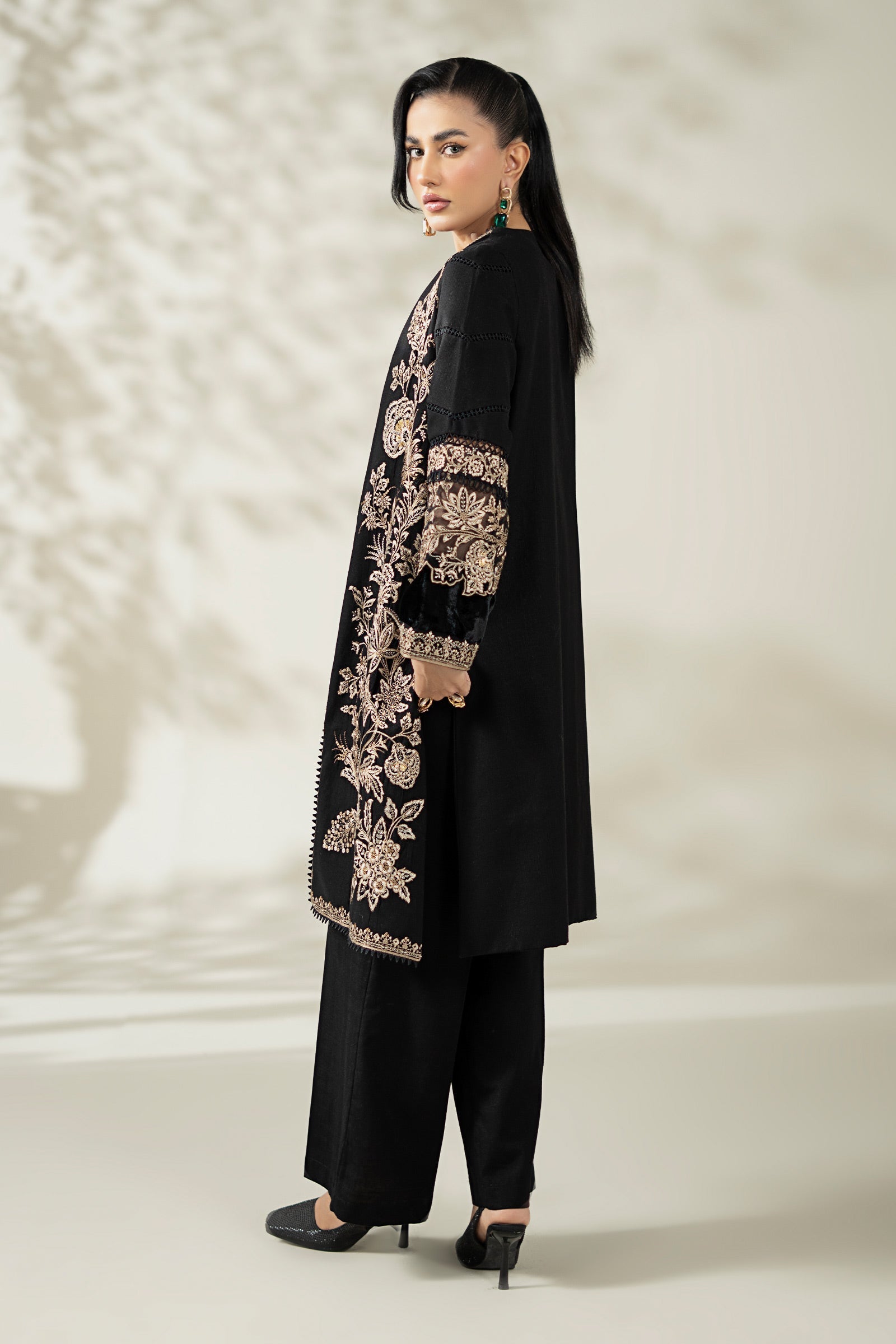 Maria B | Pre Fall Dresses | 3 Piece Embroidered Khaddar Suit ZG - House Of Hania