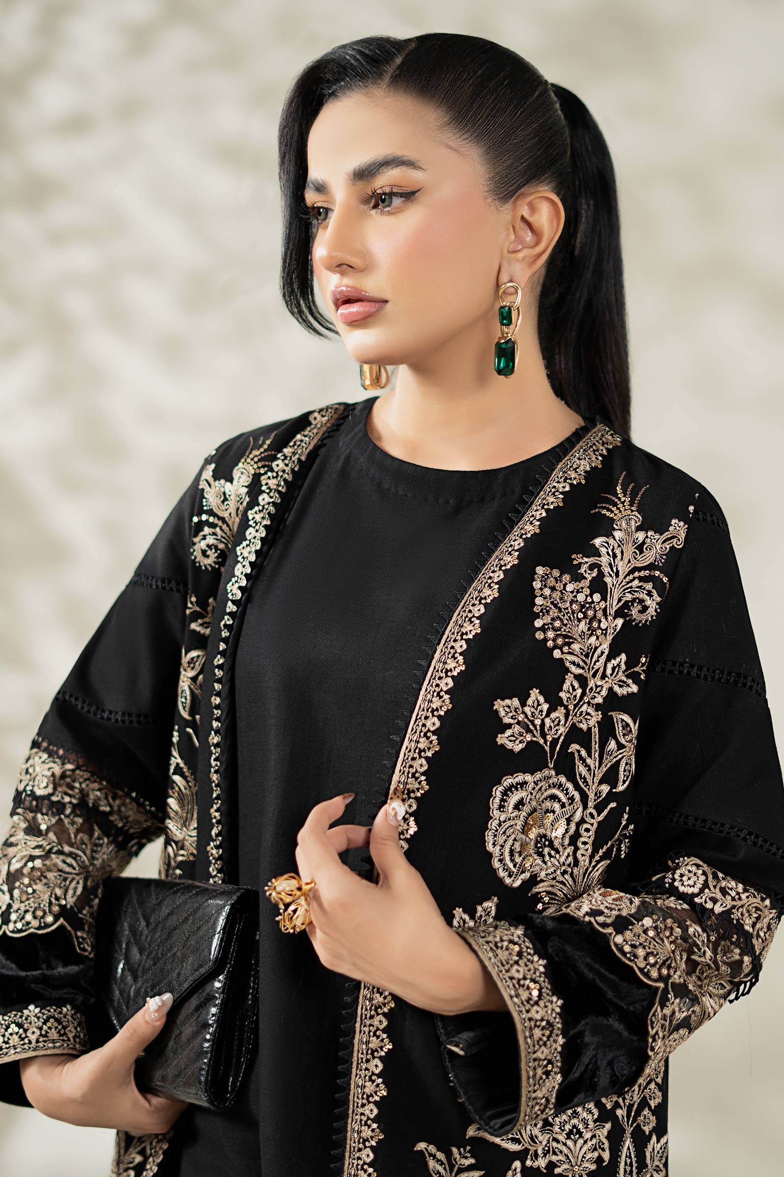 Maria B | Pre Fall Dresses | 3 Piece Embroidered Khaddar Suit ZG - House Of Hania