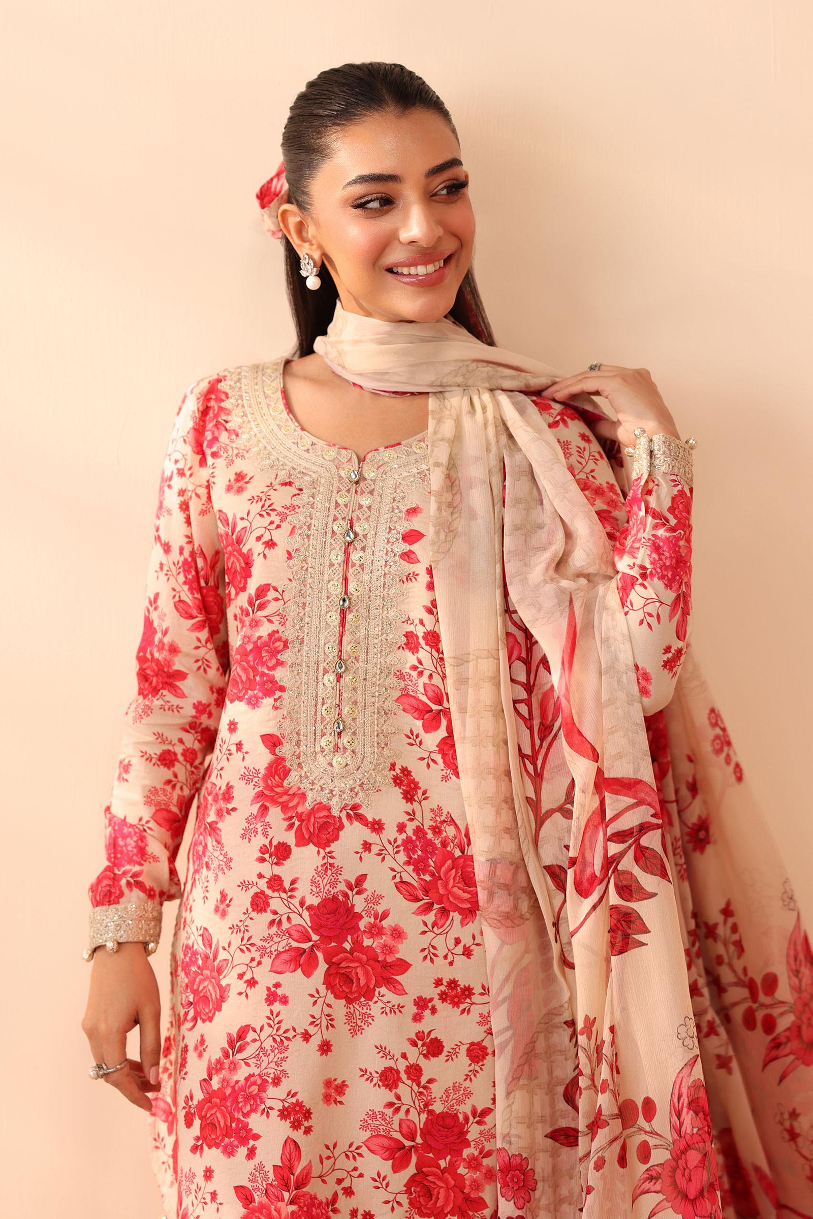 Maria B | Pre Fall Dresses | 3 Piece Embroidered Lawn Suit Pink - House Of Hania