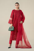 Maria B | Pre Fall Dresses | 3 Piece Embroidered Lawn Suit Red - House Of Hania
