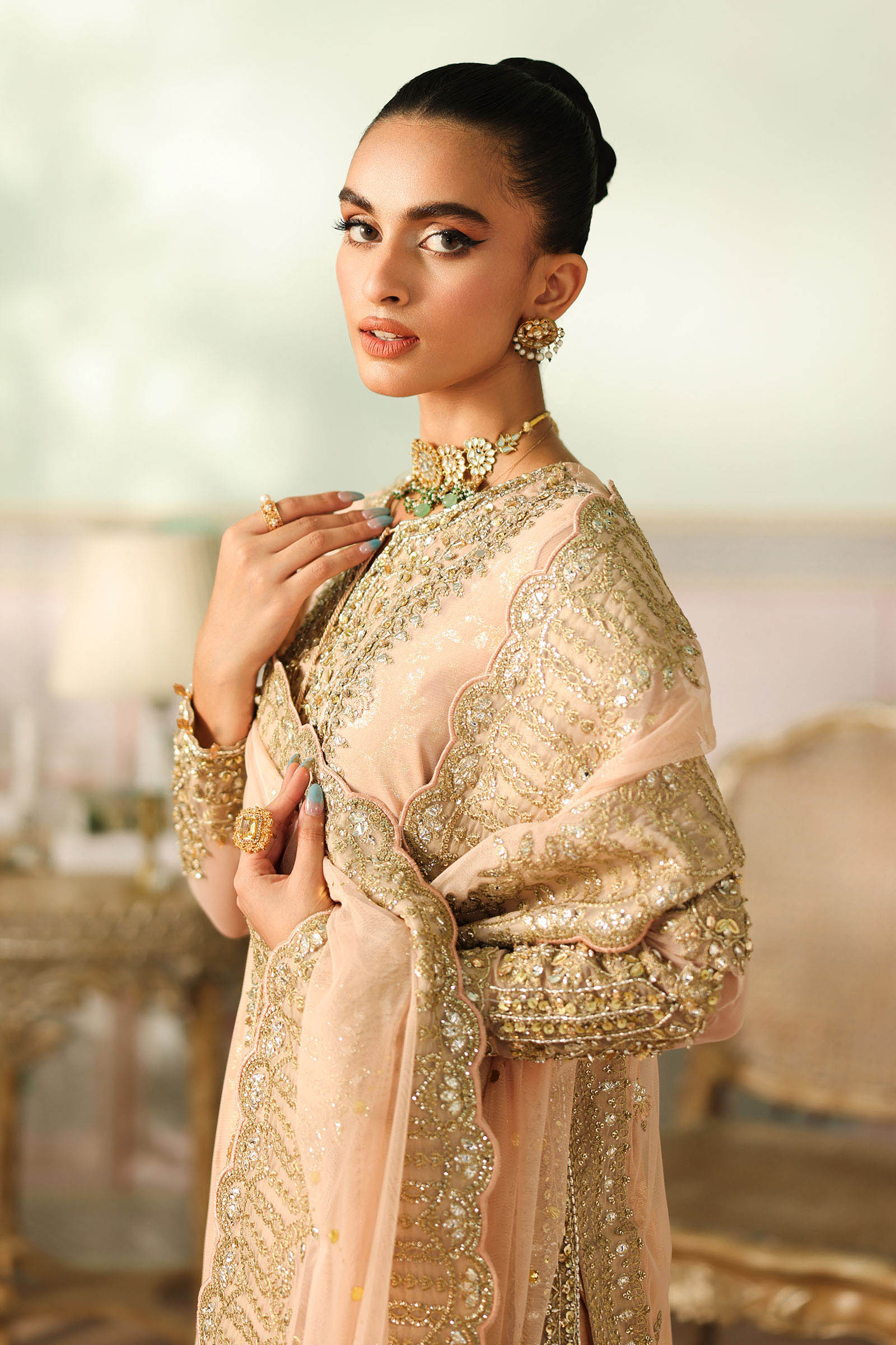 Maria B | Pre Fall Dresses | 3 Piece Embroidered Net Suit EE - House Of Hania