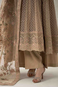 Maria B | Pre Fall Dresses | 3 Piece Embroidered Organza Suit Beige - House Of Hania