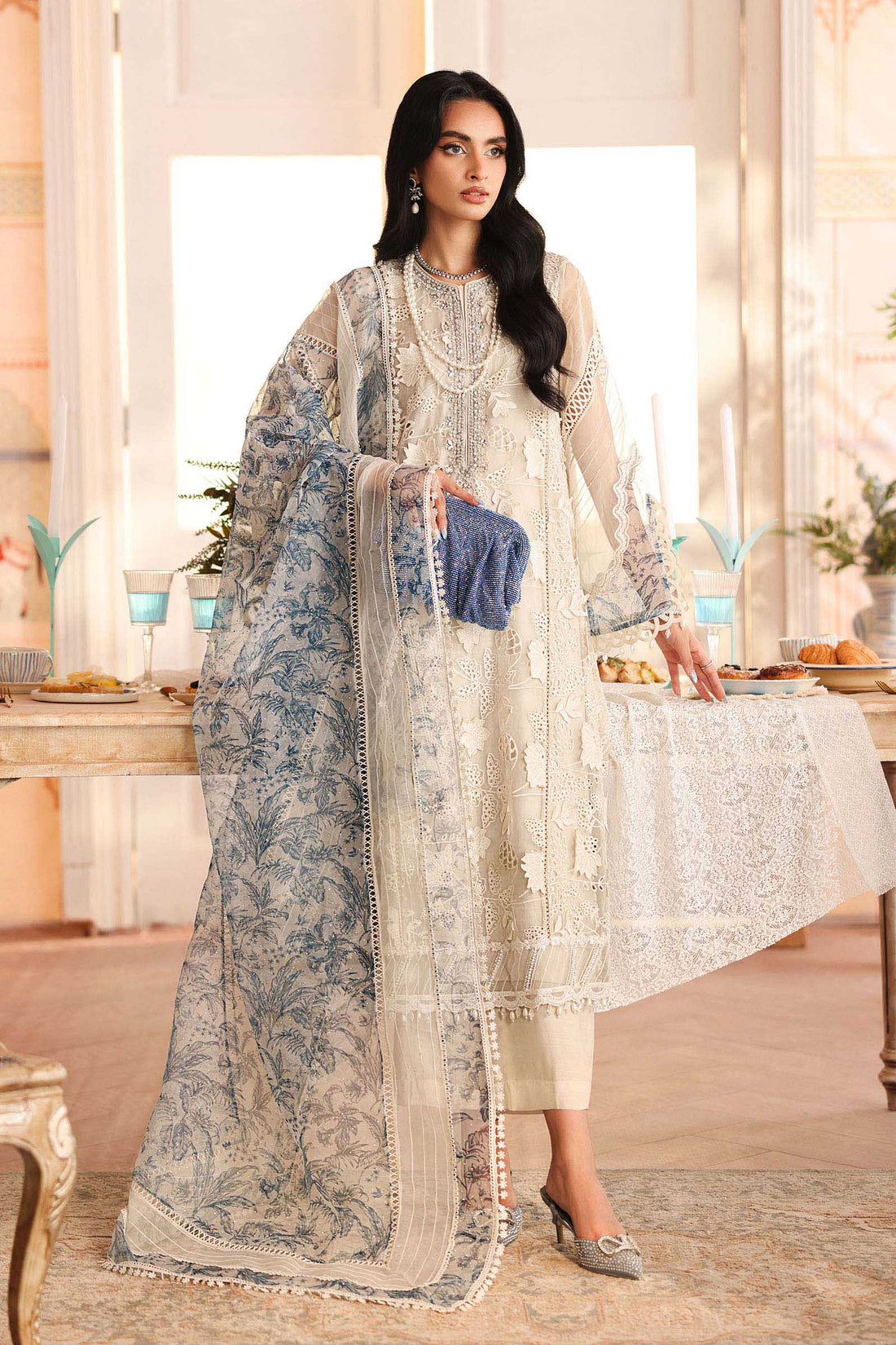 Maria B | Pre Fall Dresses | 3 Piece Embroidered Organza Suit CC - House Of Hania