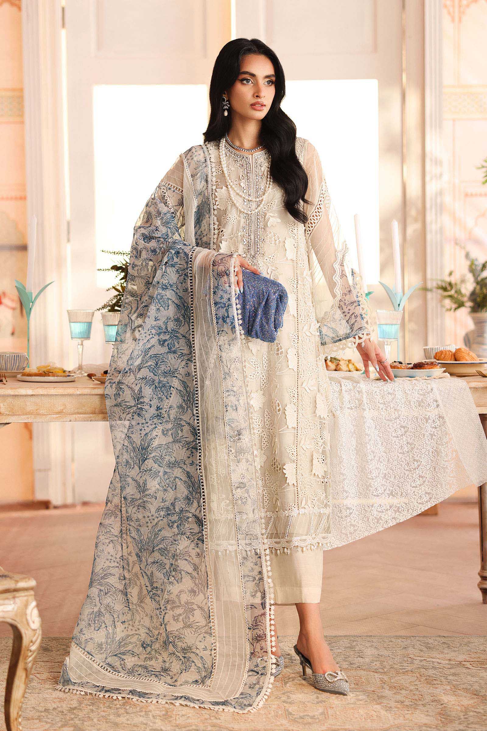 Maria B | Pre Fall Dresses | 3 Piece Embroidered Organza Suit CC - House Of Hania