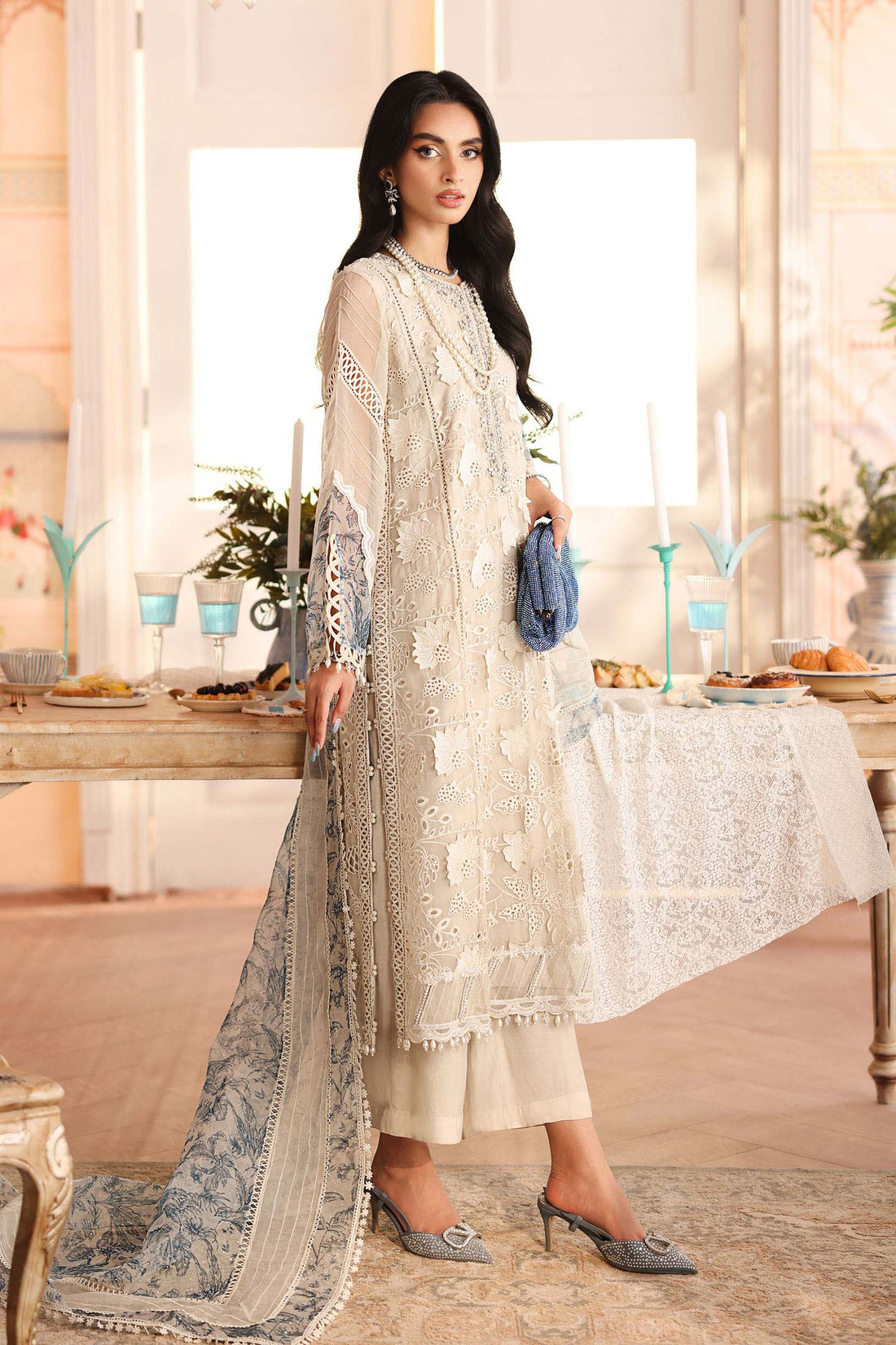 Maria B | Pre Fall Dresses | 3 Piece Embroidered Organza Suit CC - House Of Hania