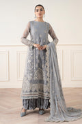Maria B | Pre Fall Dresses | 3 Piece Embroidered Organza Suit Gray - House Of Hania