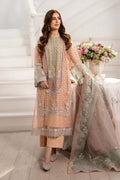 Maria B | Pre Fall Dresses | 3 Piece Embroidered Organza Suit Peach - House Of Hania