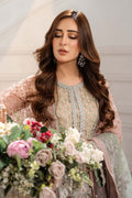 Maria B | Pre Fall Dresses | 3 Piece Embroidered Organza Suit Peach - House Of Hania