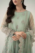 Maria B | Pre Fall Dresses | 3 Piece Embroidered Organza Suit Sea Green - House Of Hania