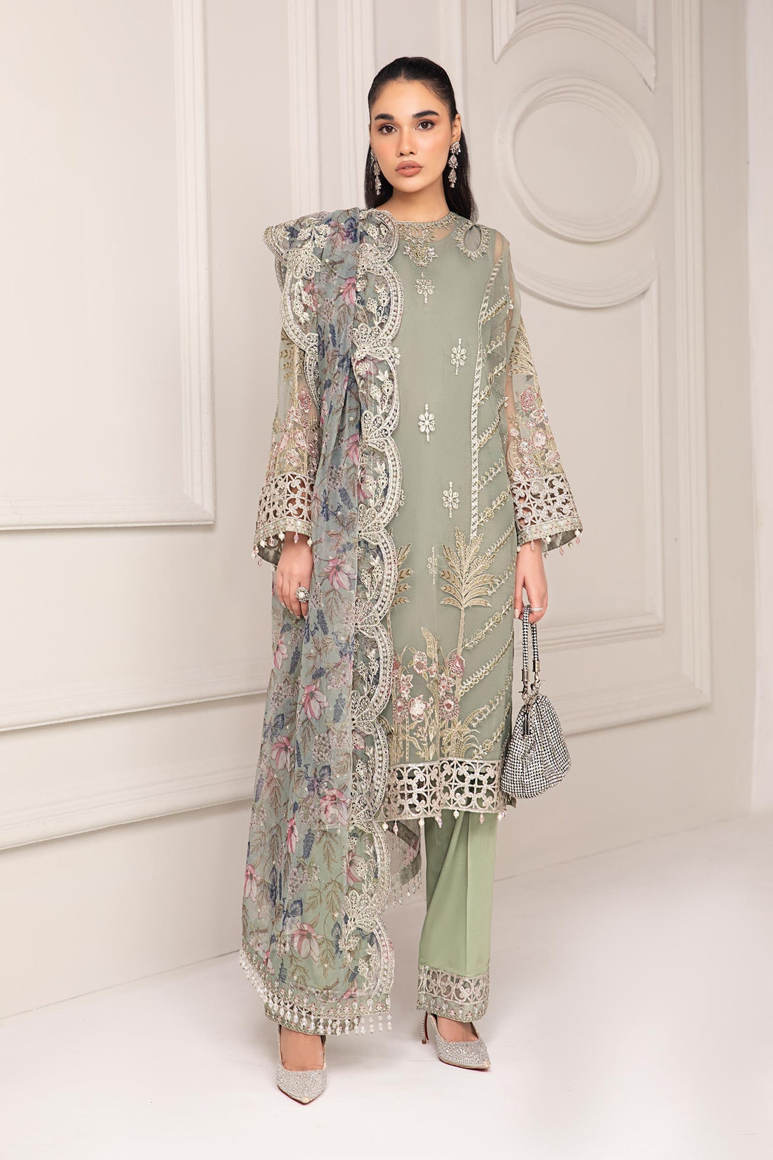 Maria B | Pre Fall Dresses | 3 Piece Embroidered Organza Suit TT - House Of Hania