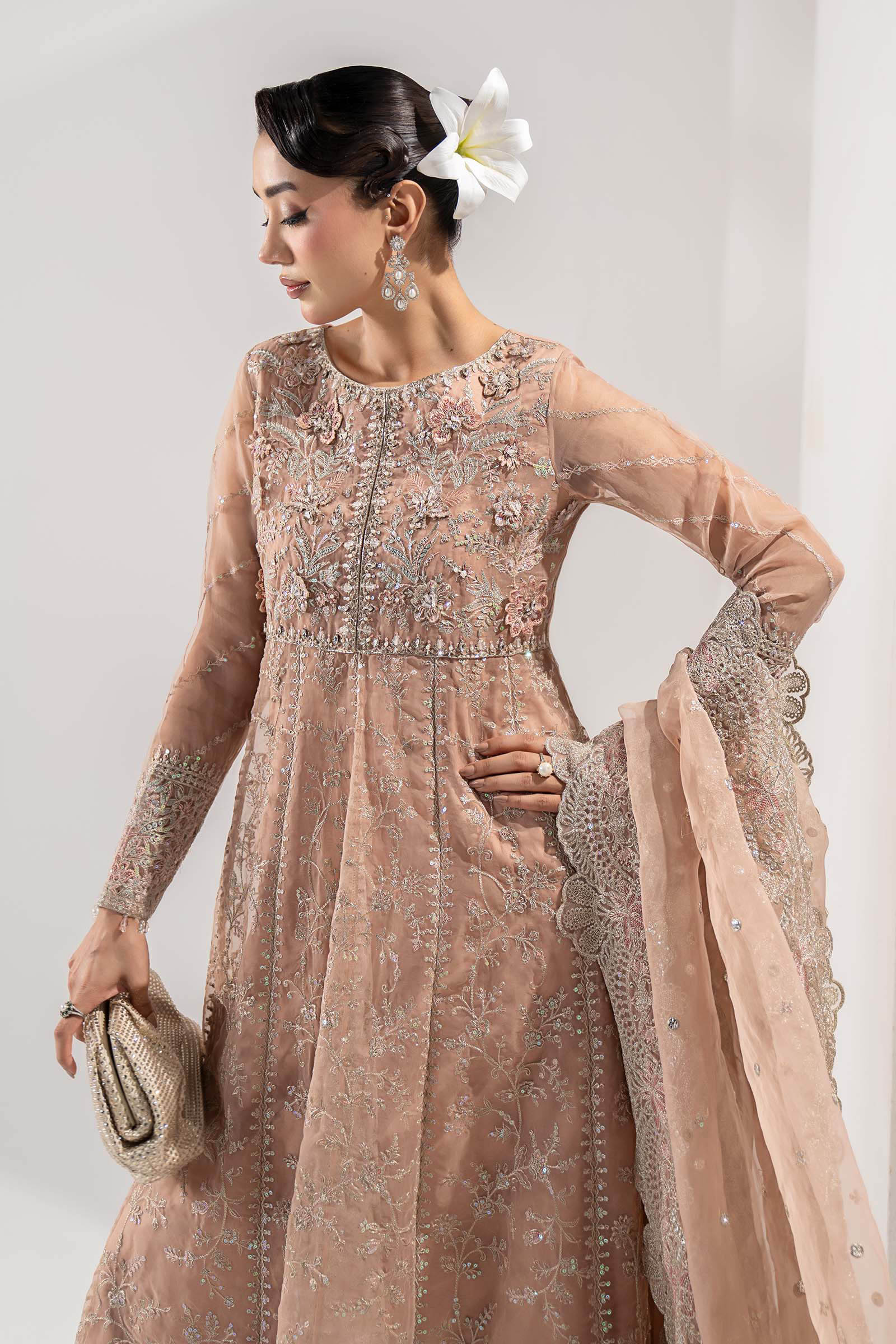 Maria B | Pre Fall Dresses | 3 Piece Embroidered Organza Suit ZS - House Of Hania