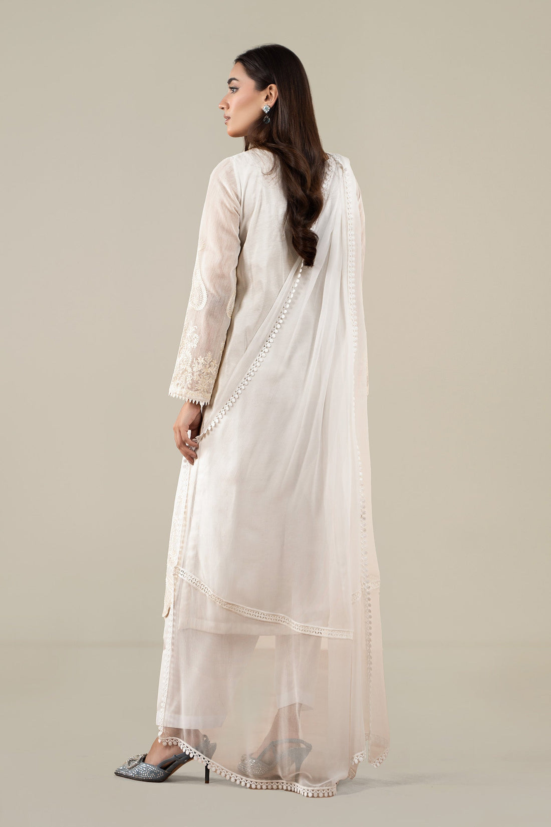 Maria B | Pre Fall Dresses | 3 Piece Embroidered Paper Cotton Suit AA - House Of Hania