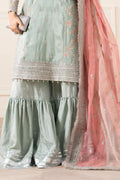 Maria B | Pre Fall Dresses | 3 Piece Embroidered Raw Silk Suit Sea Green - House Of Hania