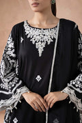 Maria B | Pre Fall Dresses  | 3 Piece Embroidered Self Jacquard Suit Black - House Of Hania