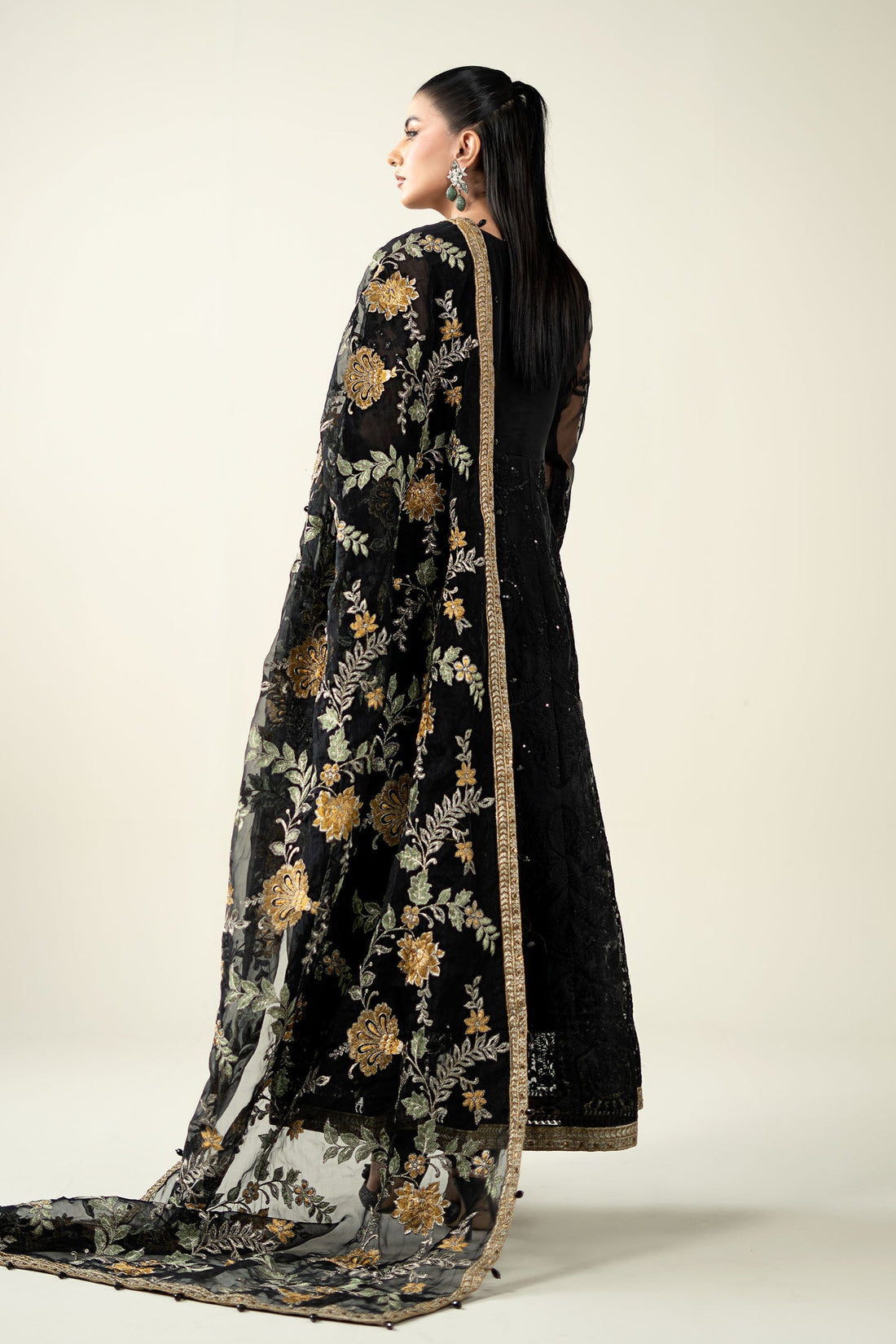 Maria B | Pre Fall Dresses | 3 Piece Embroidered Suit Black - House Of Hania