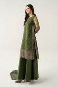 Maria B | Pre Fall Dresses | 3 Piece Embroidered Suit Deep Olive Green - House Of Hania