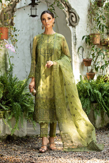 Maria B | Pre Fall Dresses | 3 Piece Embroidered Suit Grape Green - House Of Hania