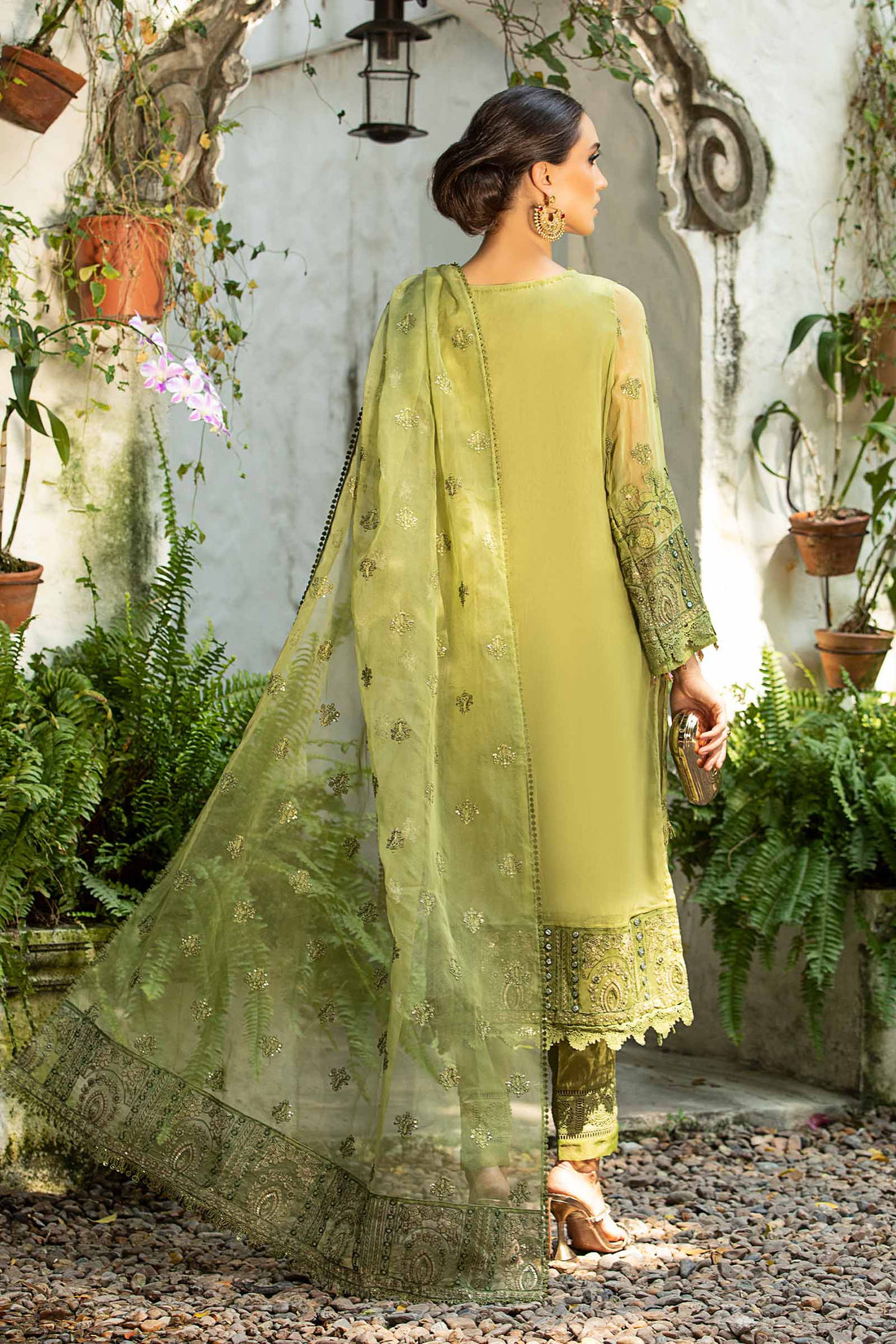 Maria B | Pre Fall Dresses | 3 Piece Embroidered Suit Grape Green - House Of Hania