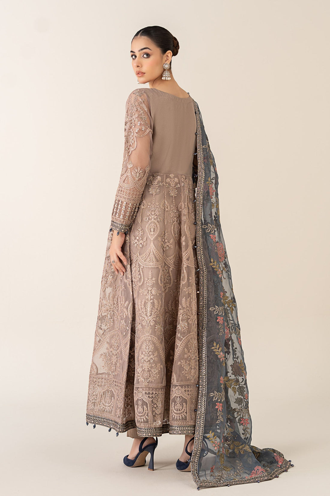 Maria B | Pre Fall Dresses | 3 Piece Embroidered Suit Gray - House Of Hania