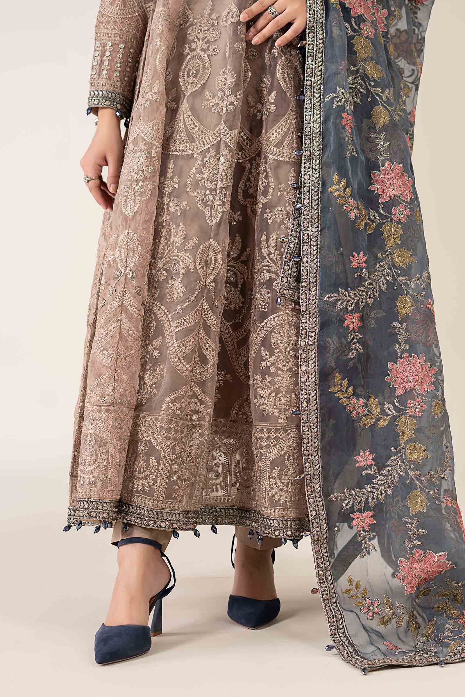 Maria B | Pre Fall Dresses | 3 Piece Embroidered Suit Gray - House Of Hania