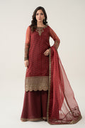 Maria B | Pre Fall Dresses | 3 Piece Embroidered Suit Marron - House Of Hania