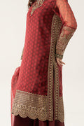 Maria B | Pre Fall Dresses | 3 Piece Embroidered Suit Marron - House Of Hania
