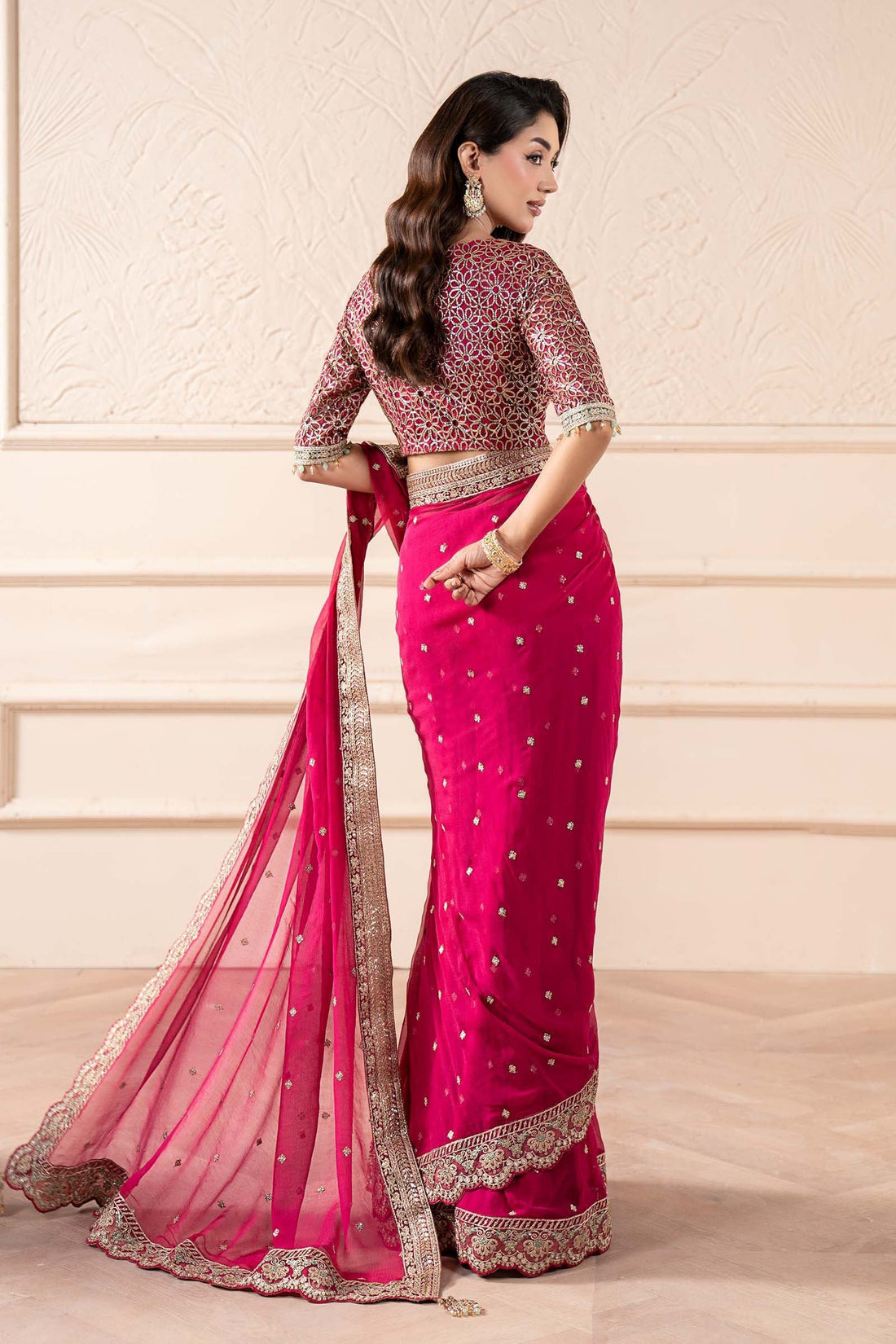 Maria B | Pre Fall Dresses | Embroidered Chiffon Saree ZW - House Of Hania