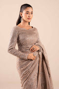 Maria B | Pre Fall Dresses | Embroidered Net Saree Light Skin - House Of Hania