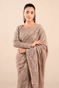 Maria B | Pre Fall Dresses | Embroidered Net Saree Light Skin - House Of Hania