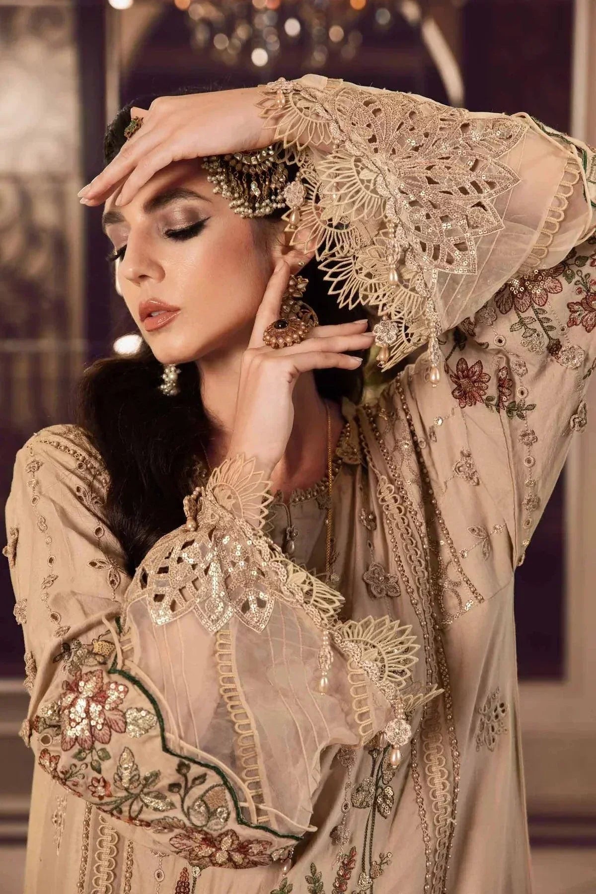 Maria B | Sateen Formals 23 | Beige CST-712 - House Of Hania