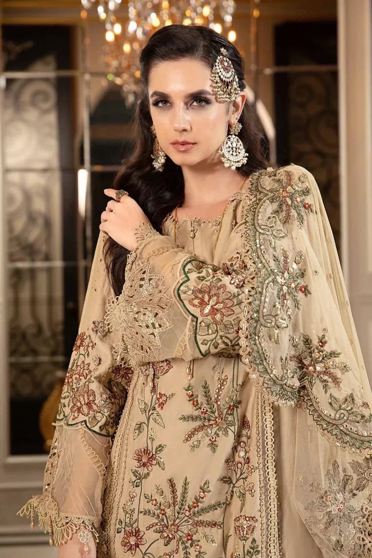 Maria B | Sateen Formals 23 | Beige CST-712 - House Of Hania
