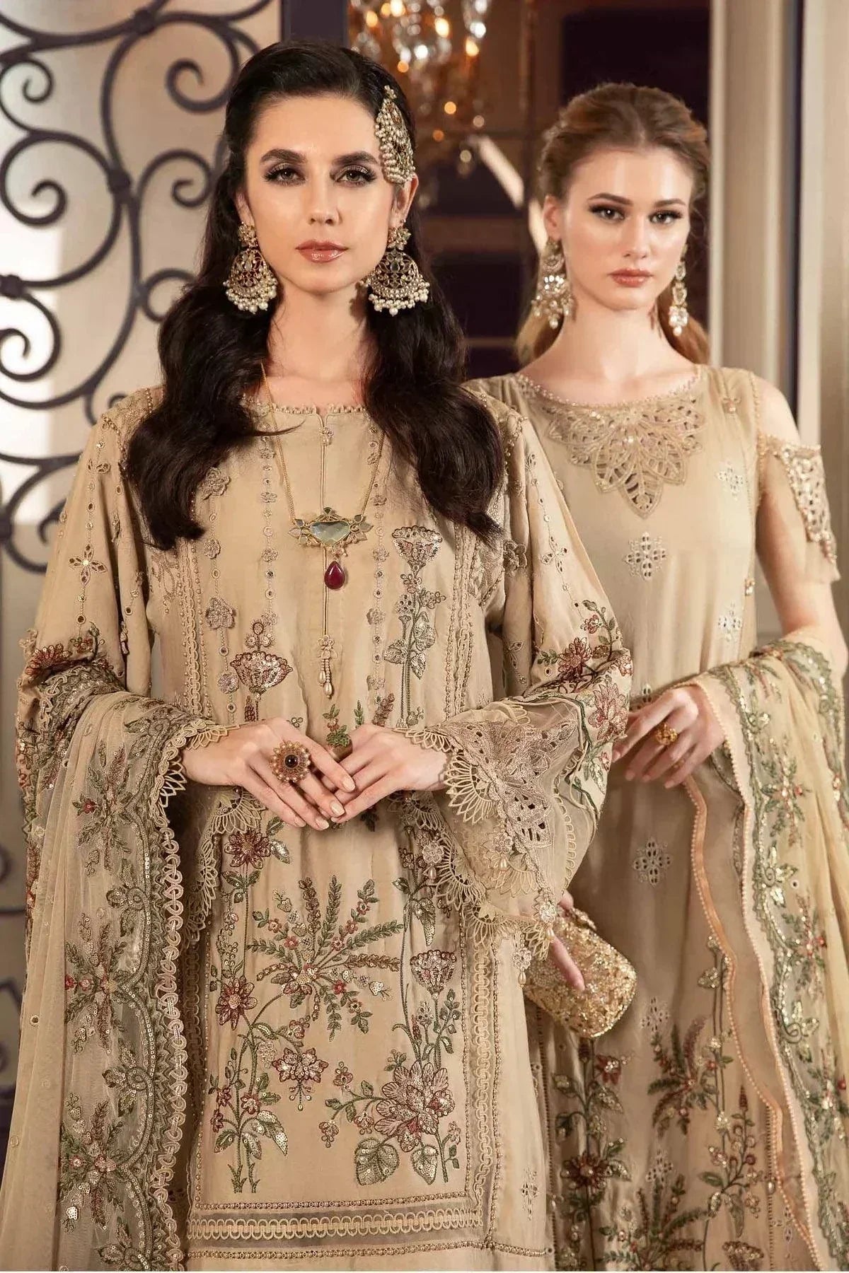 Maria B | Sateen Formals 23 | Beige CST-712 - House Of Hania