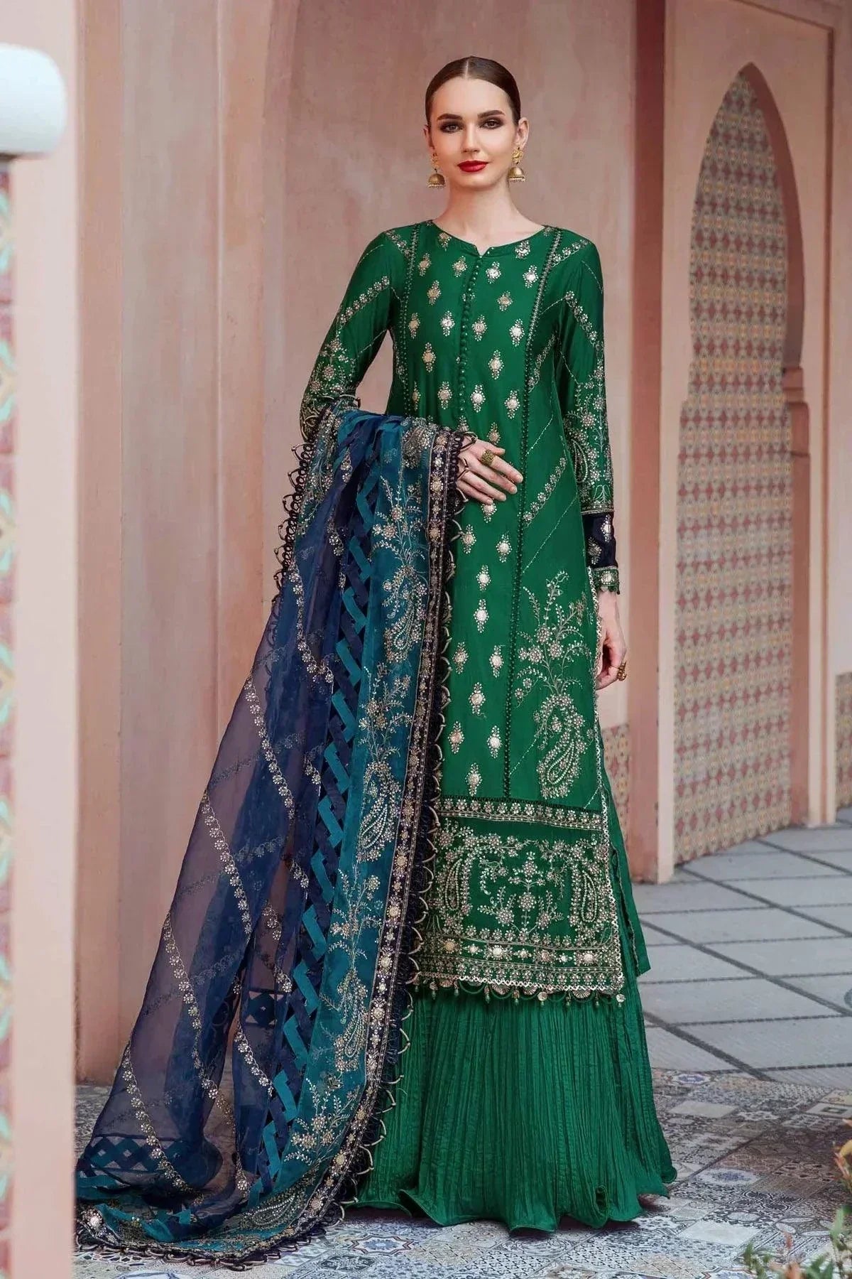 Maria B | Sateen Formals 23 | Emerald Green CST-711 - House Of Hania