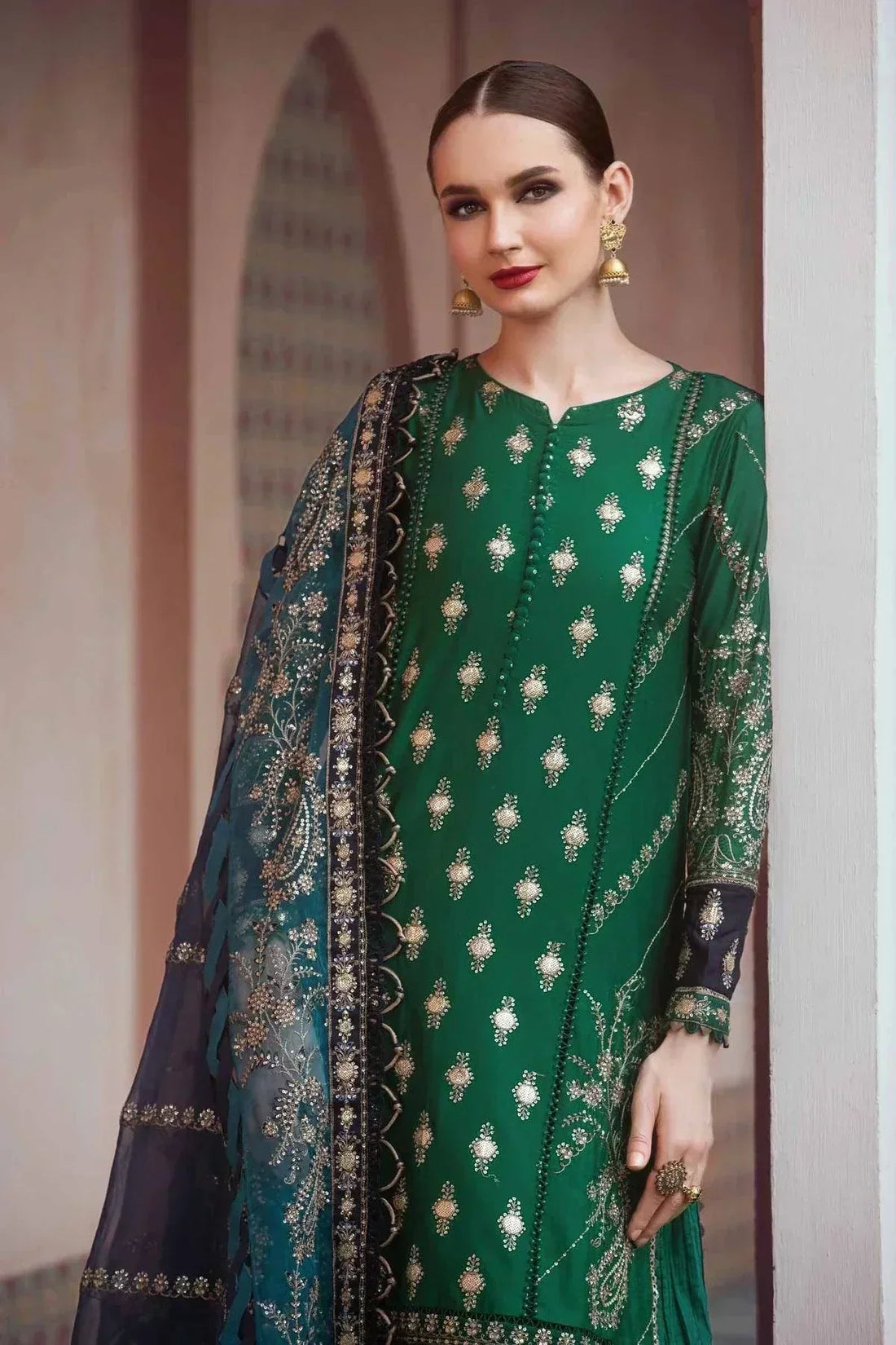 Maria B | Sateen Formals 23 | Emerald Green CST-711 - House Of Hania