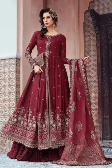 Maria B | Sateen Formals 23 | Maroon CST-708 - House Of Hania