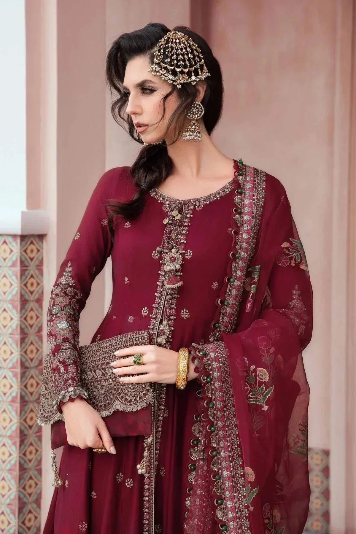 Maria B | Sateen Formals 23 | Maroon CST-708 - House Of Hania