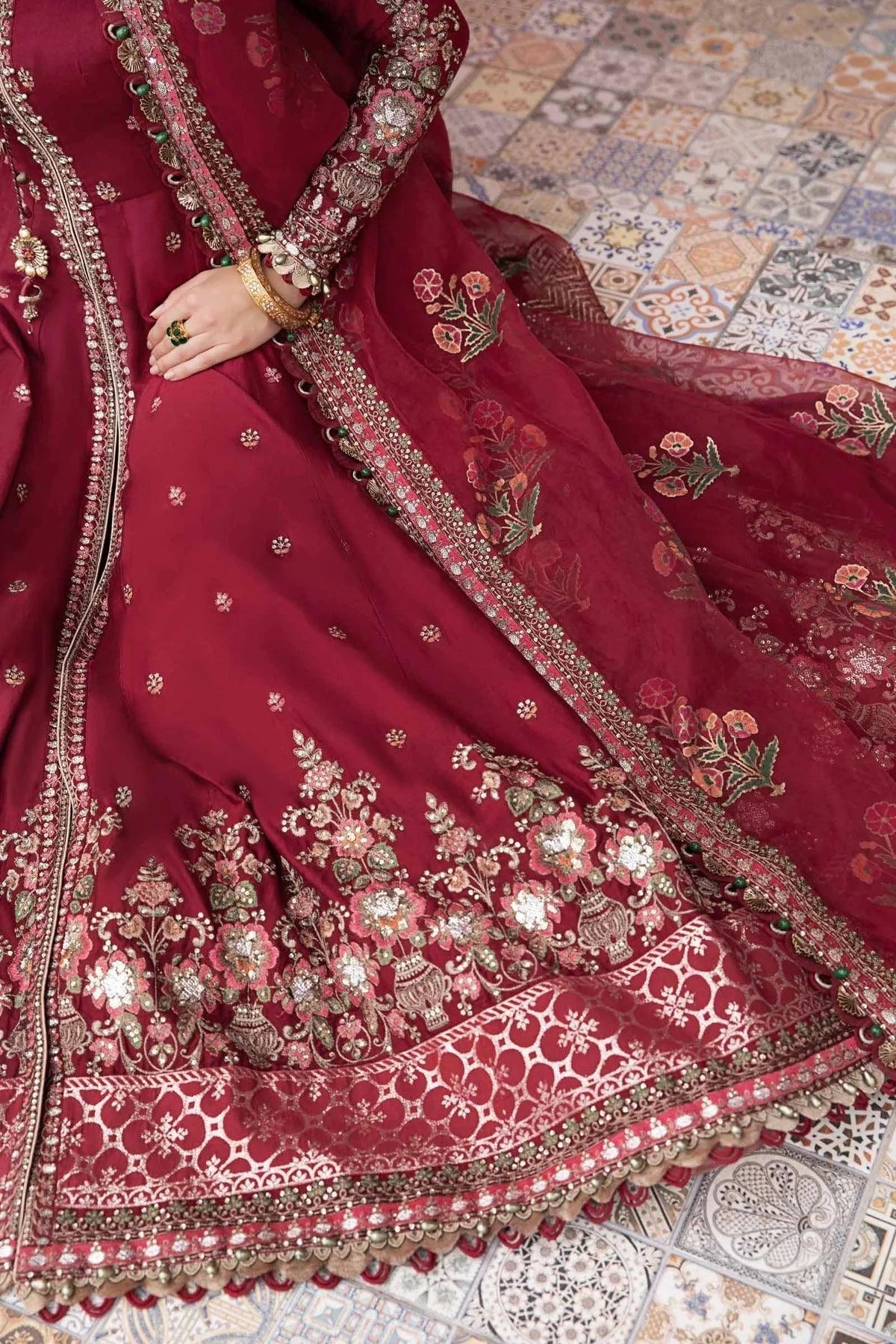Maria B | Sateen Formals 23 | Maroon CST-708 - House Of Hania