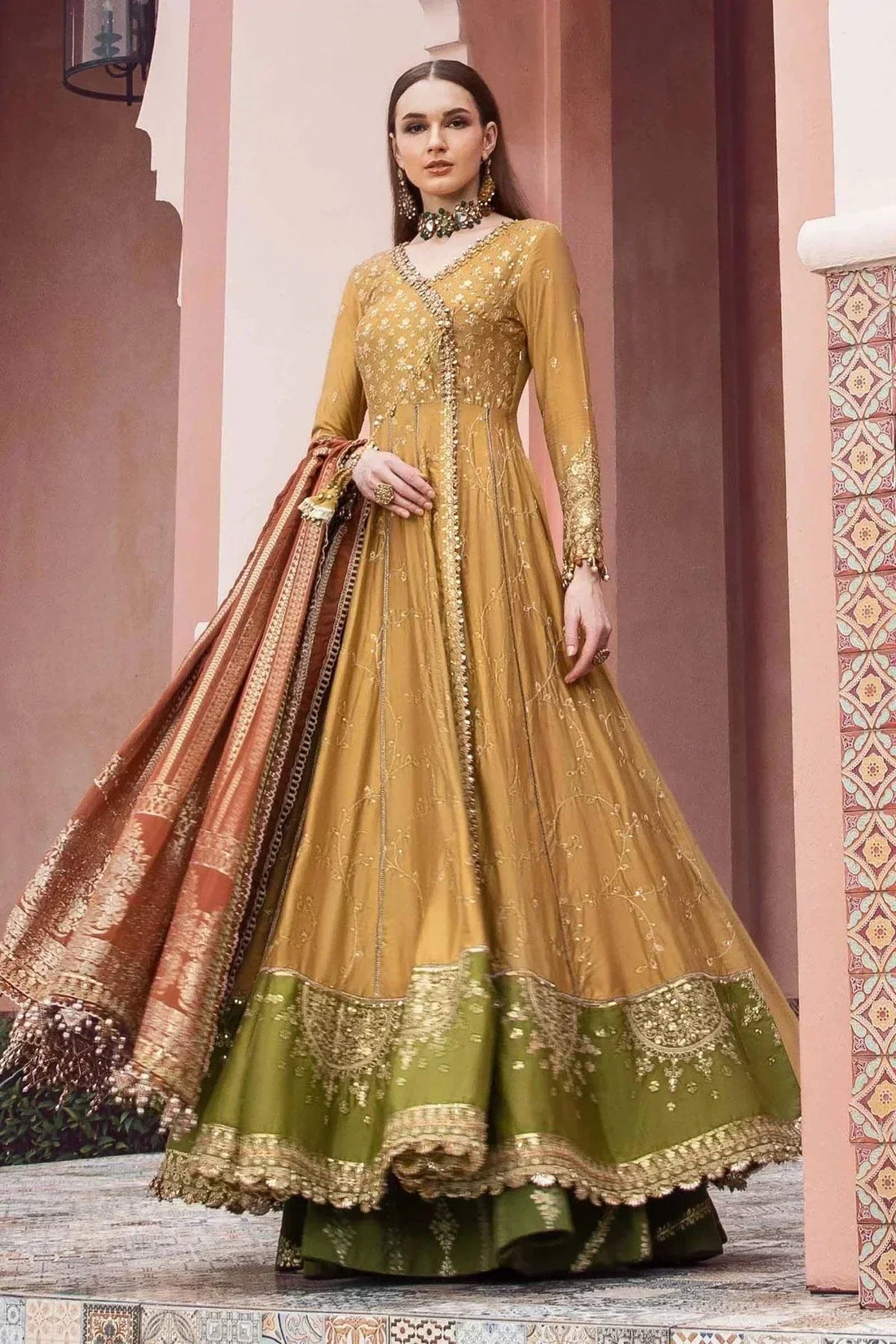 Maria B | Sateen Formals 23 | Mustard CST-702 - House Of Hania
