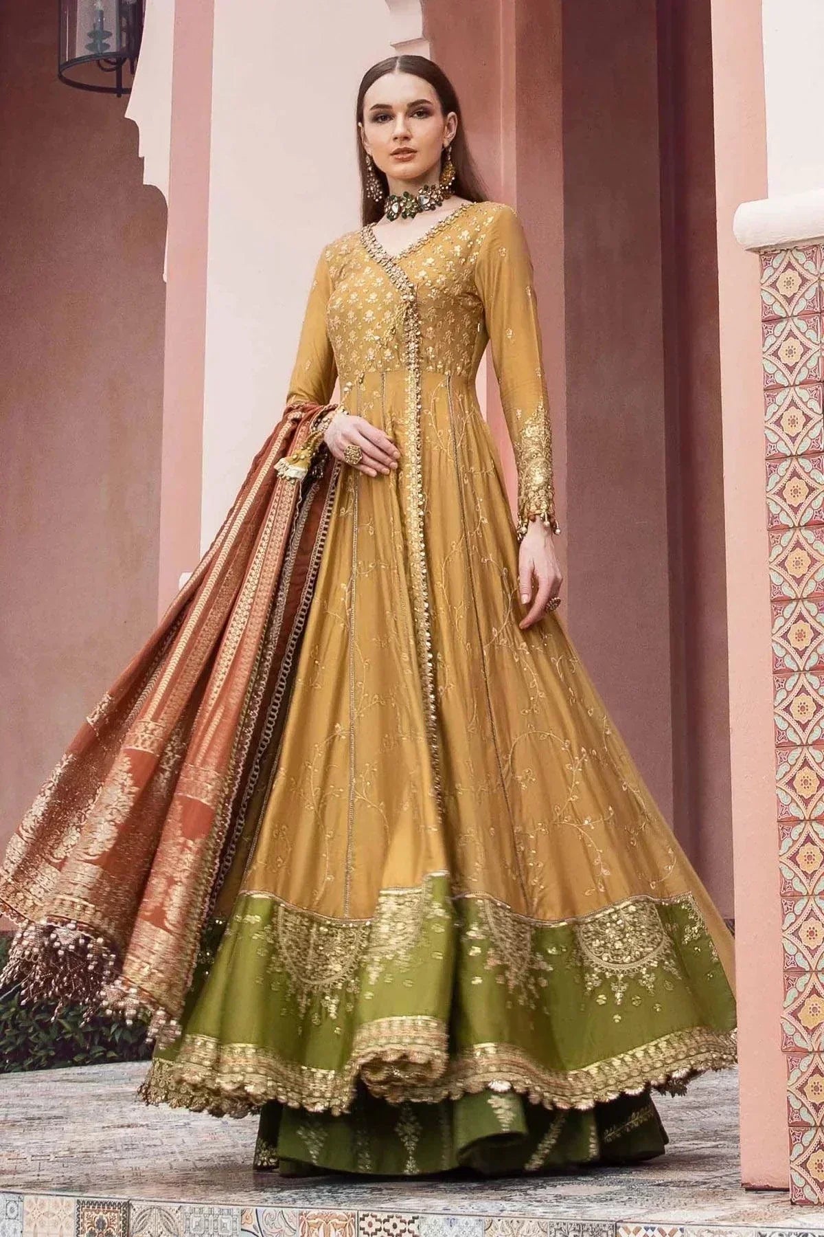 Maria B | Sateen Formals 23 | Mustard CST-702 - House Of Hania