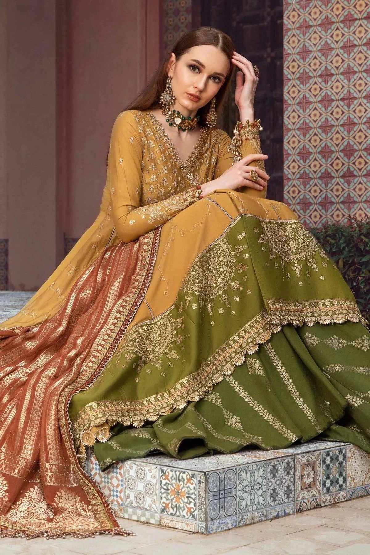Maria B | Sateen Formals 23 | Mustard CST-702 - House Of Hania