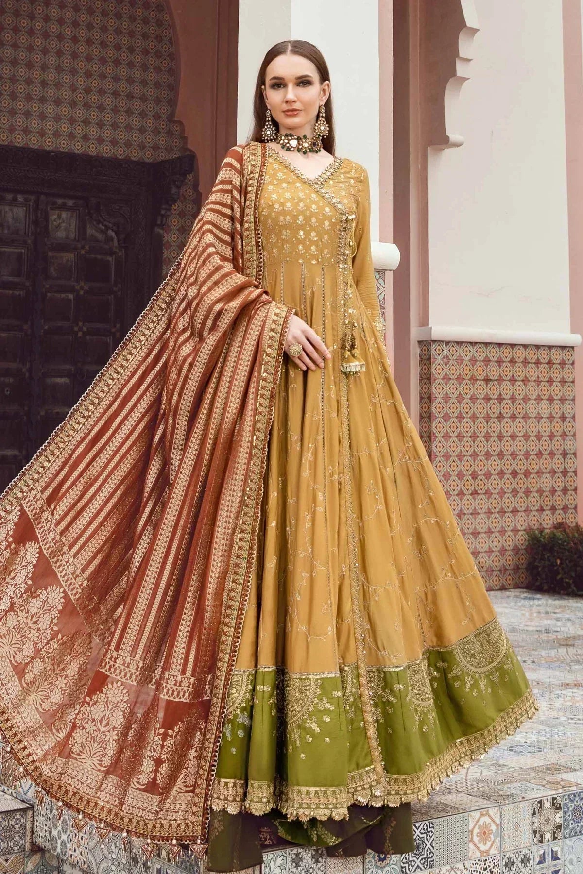 Maria B | Sateen Formals 23 | Mustard CST-702 - House Of Hania