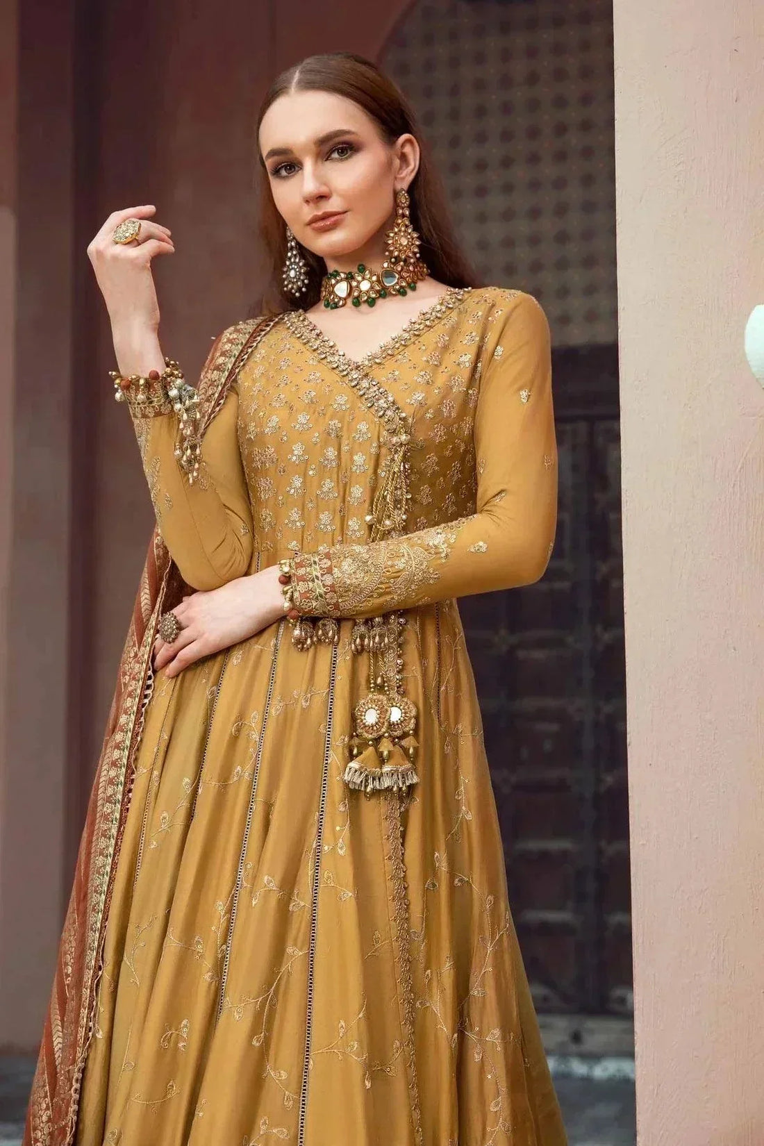Maria B | Sateen Formals 23 | Mustard CST-702 - House Of Hania